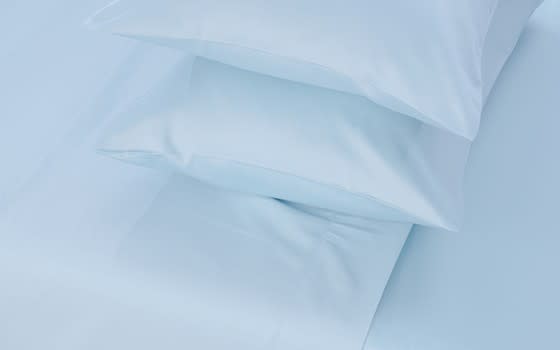 Welspun Basics Plain Bed Sheet Set 4 PCS - Queen Sky Blue ( 220 TC )
