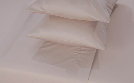 Welspun Basics Plain Bed Sheet Set 4 PCS - Queen Beige ( 220 TC )