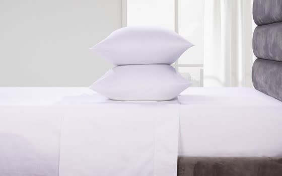 Welspun Basics Plain Bed Sheet Set 4 PCS - Queen White ( 220 TC )