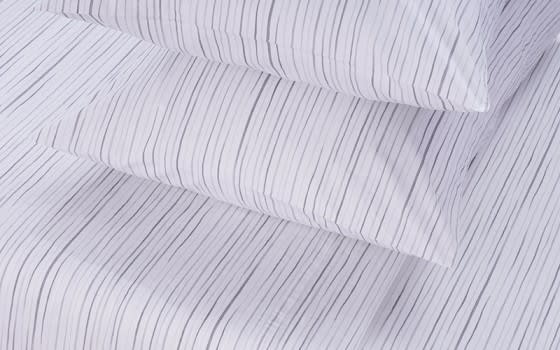 طقم شرشف مقلم من ويلسبن 4 قطع - نفرين أبيض ورمادي ( 300 خيط )