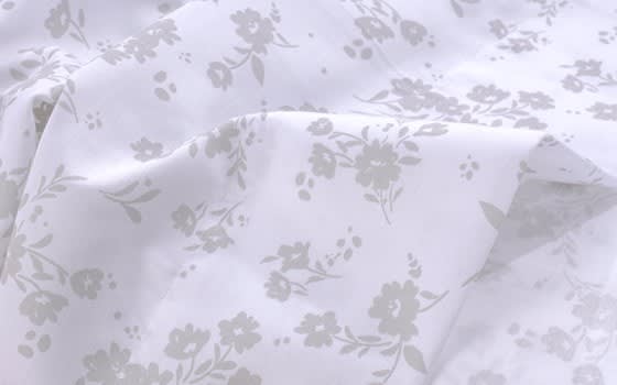 Welspun Basics Printed Bed Sheet Set 4 PCS - Queen White & Grey ( 220 TC )