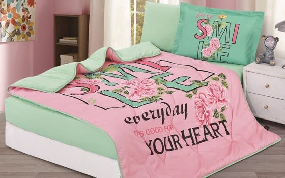 Aria Kids Comforter Bedding Set - Pink & Green
