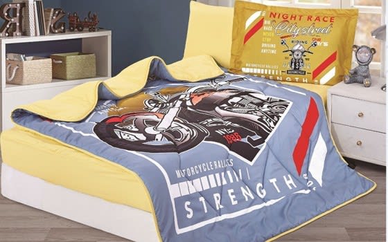 Aria Kids Comforter Bedding Set - Blue Grey & Yellow