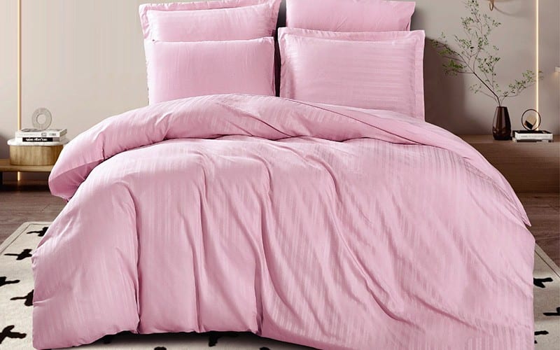 Striped King/Queen Duvet Cover Set - Light pink/striped - Home All