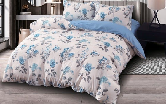 Wonderland Quilt Cover Bedding Set 4 PCS Without Filling - King Cream & Blue