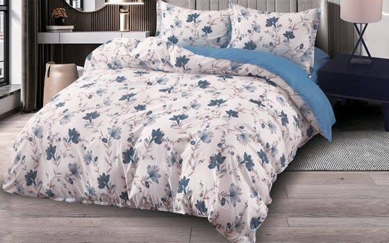 Wonderland Quilt Cover Bedding Set 4 PCS Without Filling - King Cream & Blue