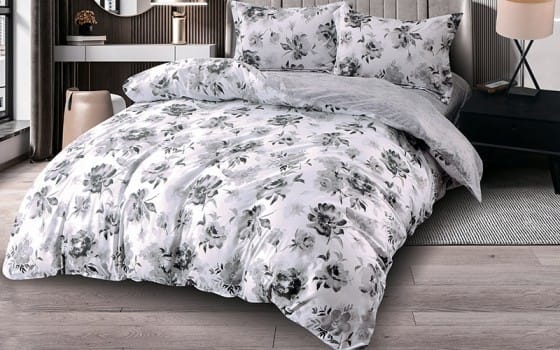 Wonderland Quilt Cover Bedding Set 3 Pcs Without Filling - Single White & Grey
