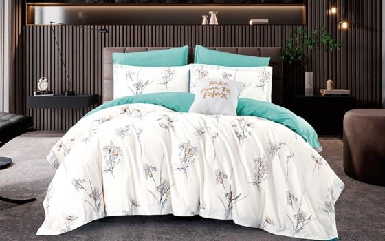 Garden Cotton Quilt Cover Bedding Set 6 PCS Without Filling - King Cream