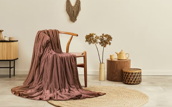 Al Saad home Flannel Blanket 1 PC - King Brown 