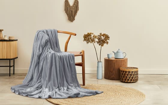 Al Saad home Flannel Blanket 1 PC - King Grey 