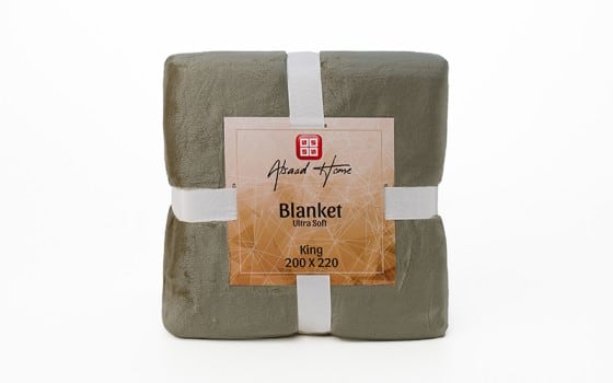 Al Saad home Flannel Blanket 1 PC - King Khaki 