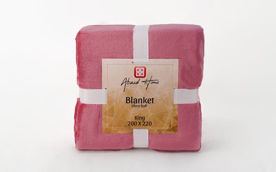 Al Saad home Flannel Blanket 1 PC - King D.Pink 