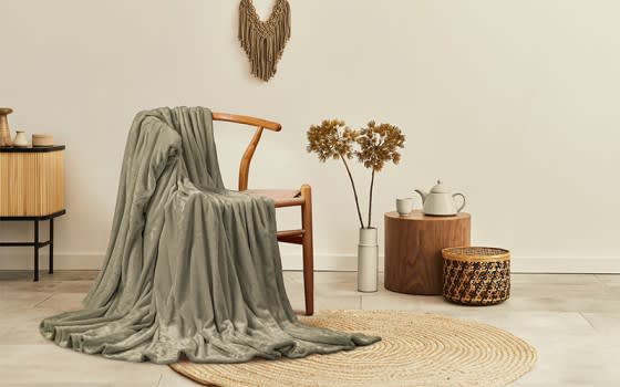 Al Saad home Flannel Blanket 1 PC - Single Khaki 