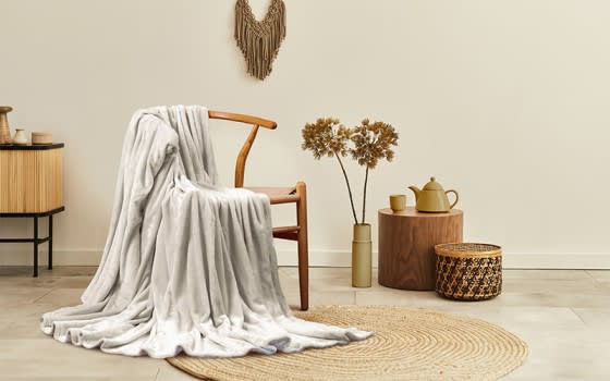 Al Saad home Flannel Blanket 1 PC - Single Off White 