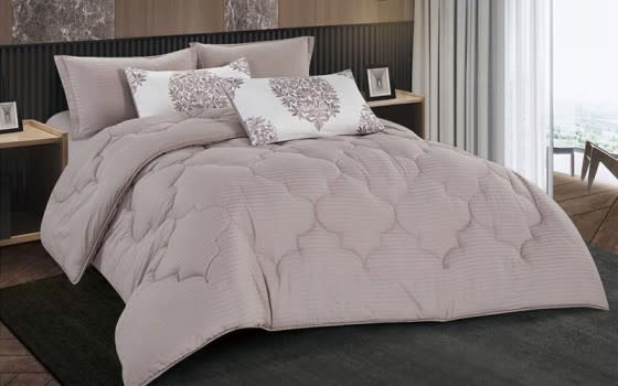 Victoria Stripe Cotton Comforter Bedding Set 6 PCS - King Pudra