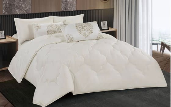Victoria Stripe Cotton Comforter Bedding Set 4 PCS - Single Cream