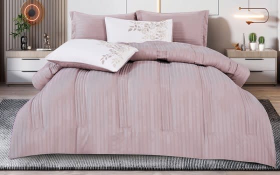 Yara Stripe Comforter Bedding Set 6 PCS - King Pudra