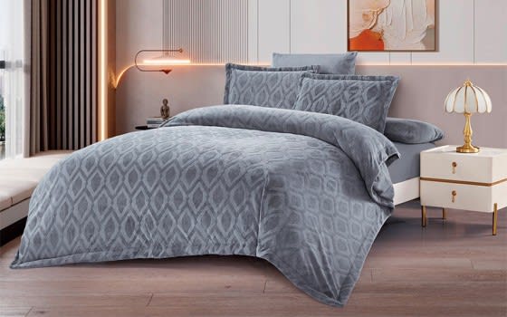 Velvador Velvet Comforter Bedding Set 6 PCS - King D.Grey