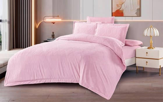 Velvador Velvet Comforter Bedding Set 6 PCS - King Pink