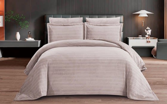 Marshmallow Velvet Comforter Bedding Set 4 Pcs - Single L.Beige