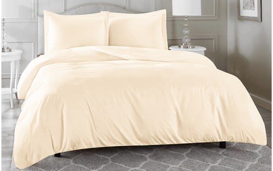 Fahsion Plain Quilt Cover Bedding Set Without Filling 3 PCS - Single Ivory