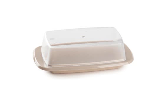 Plastic Forte Butter Box- Transparent & Beige