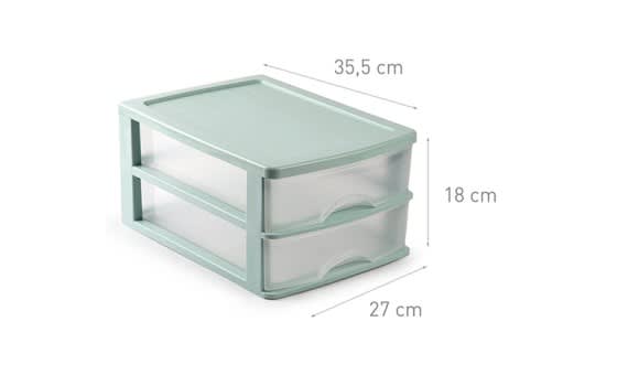 Plastic Forte Chest of 2 Drawers- Transparent & Green