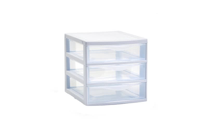 Plastic Forte Chest of 3 Drawers - Transparent & Blue