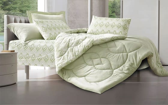 Jewel Double Face Velvet Comforter Bedding Set 4 Pcs - Single Mint