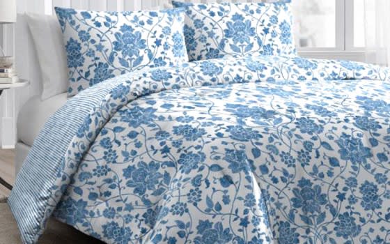 Martha Stewart Cotton Comforter Bedding Set 3 PCS - King White & Blue