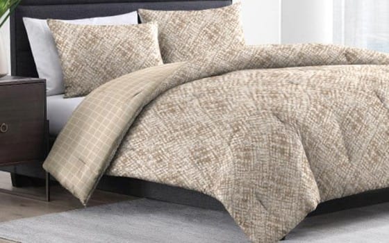Martha Stewart Cotton Comforter Bedding Set 3 PCS - King Beige