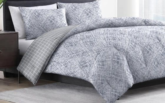 Martha Stewart Cotton Comforter Bedding Set 3 PCS - King Grey