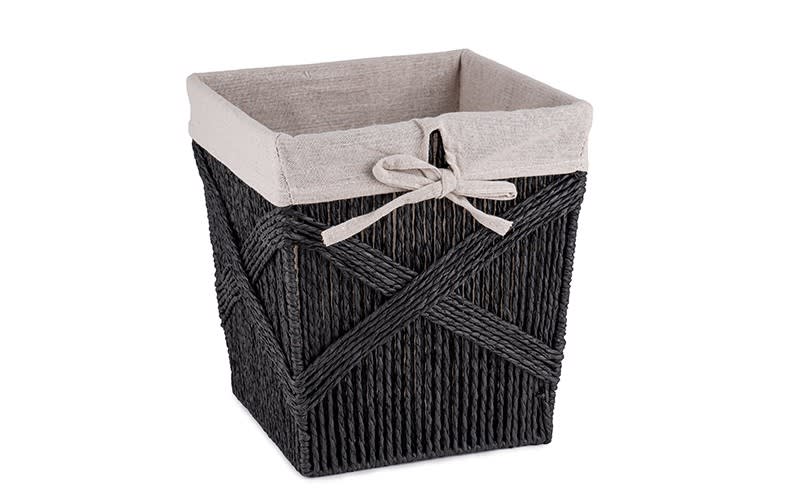 Hand Woven Paper Rope Laundry Hamper with removable liner - Black