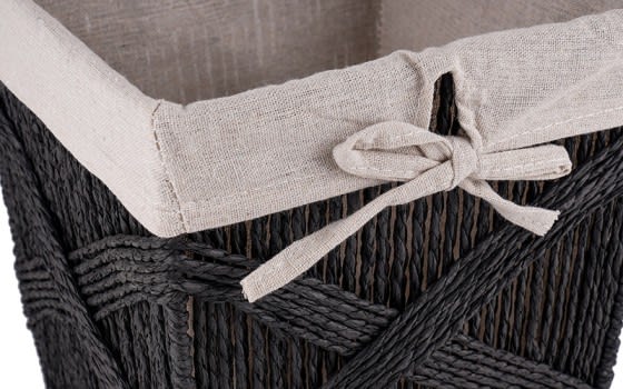 Hand Woven Paper Rope Laundry Hamper with removable liner - Black