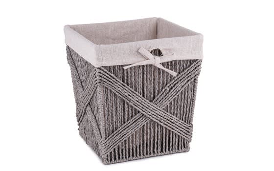 Hand Woven Paper Rope Laundry Hamper with removable liner - Grey