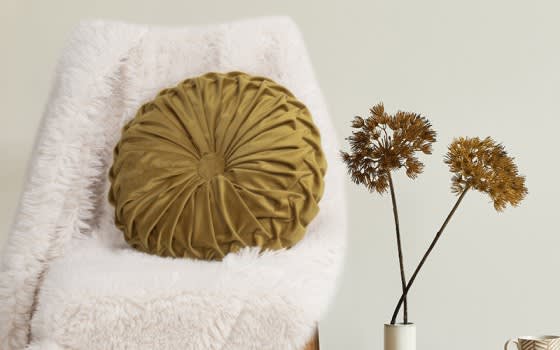 Valentini Round Velvet Cushion with Filling ( 40 cm ) - Oily