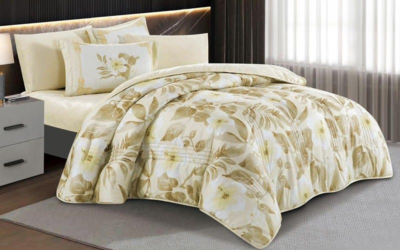 Armada Camila Four Season 2023 Comforter Bedding Set 4 Pcs - Queen Cream & Beige