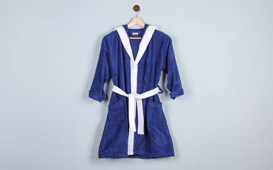 Kids Embroidery Cotton Bathrobe 1 Pc ( 4 - 6 ) Years Old - Blue