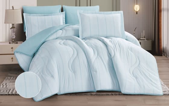 Angham Double Face Comforter Bedding Set 4 Pcs - Single Sky Blue