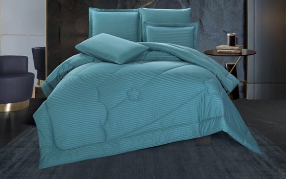 Stars Stripe Comforter Bedding Set 6 PCS - King Turquoise 
