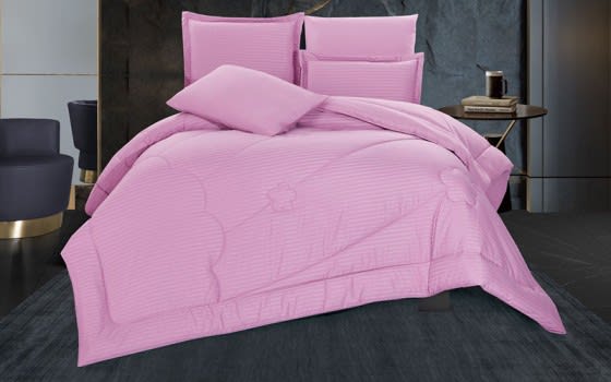 Stars Stripe Comforter Bedding Set 6 PCS - King Pink