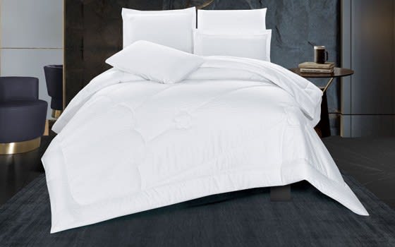 Stars Stripe Comforter Bedding Set 6 PCS - King Off White