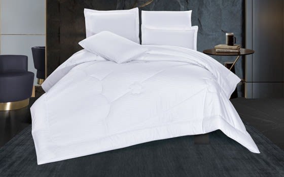 Stars Stripe Comforter Bedding Set 6 PCS - King White