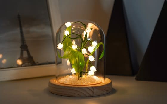 مصباح الليل للديكور مع زهور الأوركيد 1 قطعة