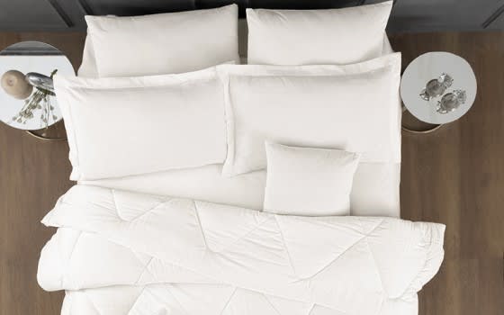  Woolpark Stripe Cotton Comforter Bedding Set 8 PCS - King Cream