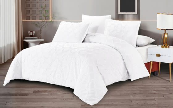 Harmony Quilt Cover Bedding Set 6 PCS Without Filling- King White
