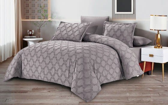 Harmony Quilt Cover Bedding Set 6 PCS Without Filling- King Grey
