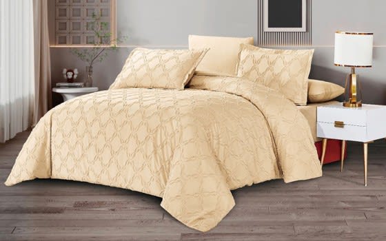 Harmony Quilt Cover Bedding Set 6 PCS Without Filling- King Beige