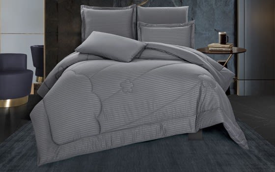 Stars Stripe Comforter Bedding Set 4 PCS - Single Grey