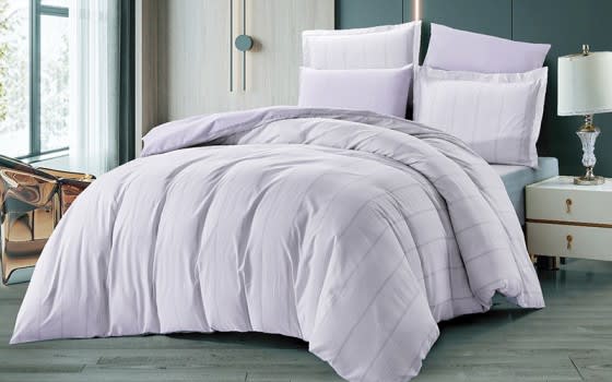 Angham Stripe Quilt Cover Bedding Set Without Filling 4 Pcs - Single L.Grey